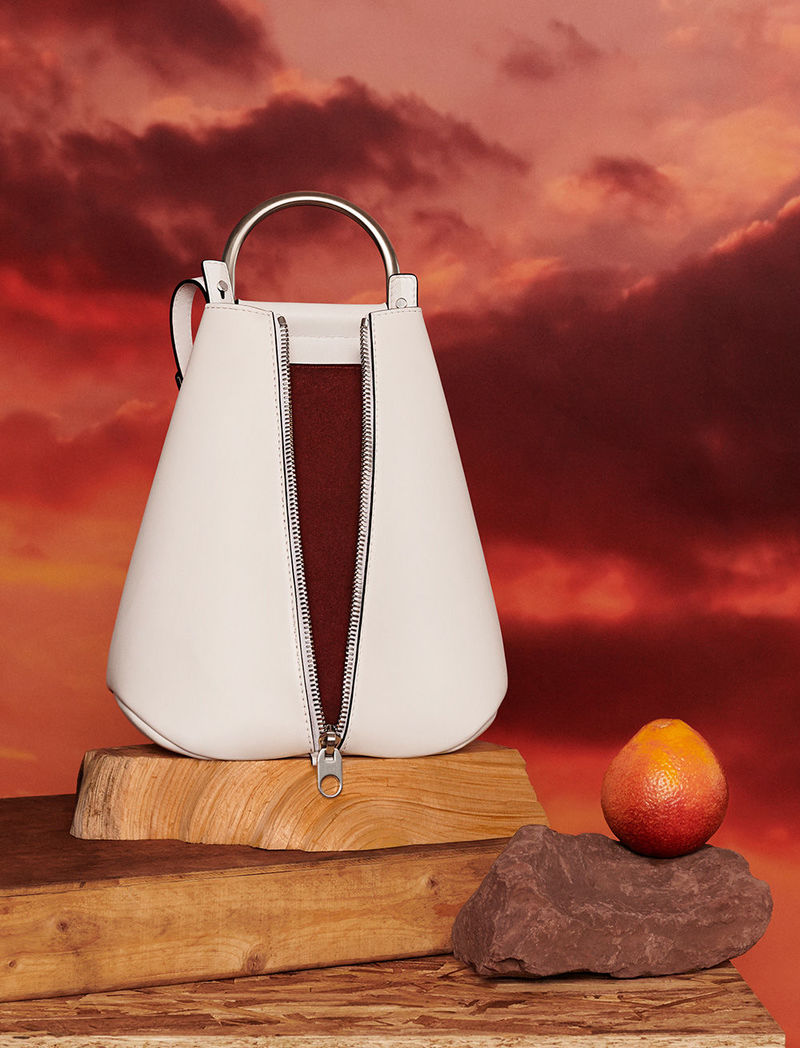 fall 2018 vertical zip bag in white by matt jackson
